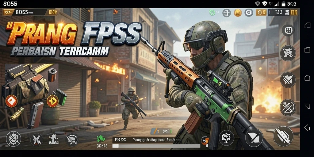 Gameplay seru dari 8055 dengan aksi tembak-menembak mendebarkan.