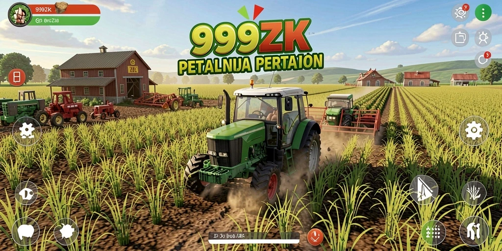 Tampilan screenshot utama 999ZK menampilkan aktivitas bertani yang seru dan interaktif.