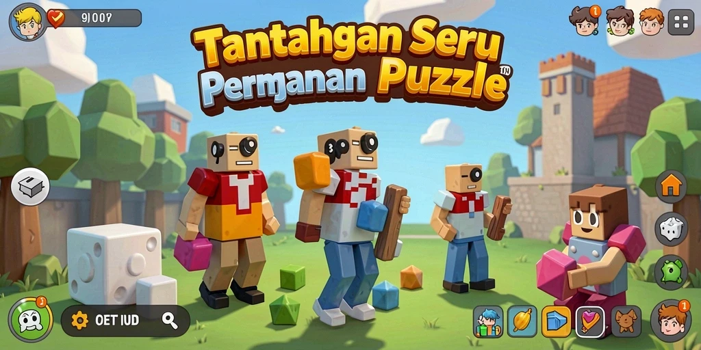 Screenshot gameplay 9ET menunjukkan tantangan puzzle yang menarik dan kreatif.