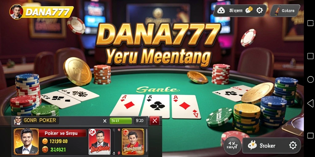 Tampilan gameplay utama DANA777 menampilkan aksi poker yang mendebarkan.