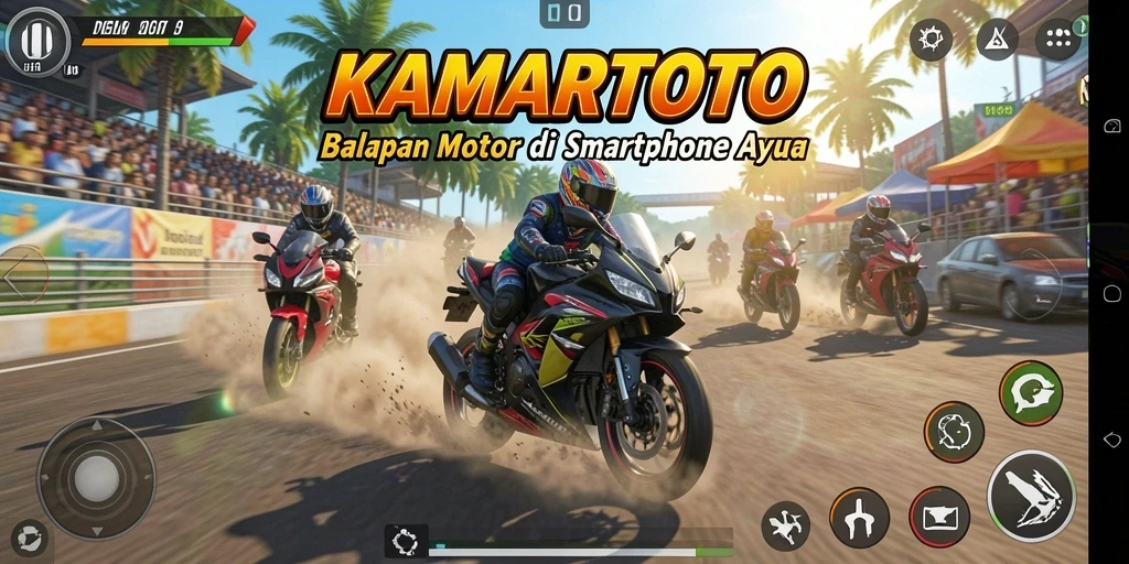 Tampilan menarik dari gameplay balapan motor di KAMARTOTO.