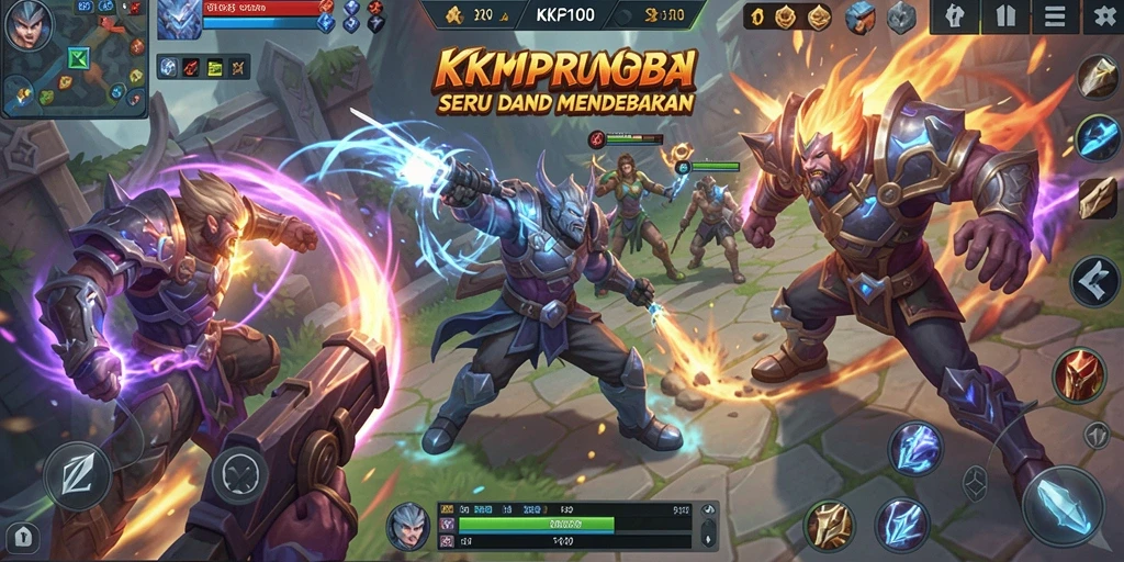 Tangkapan layar KPK100 menunjukkan aksi seru dalam pertempuran MOBA.