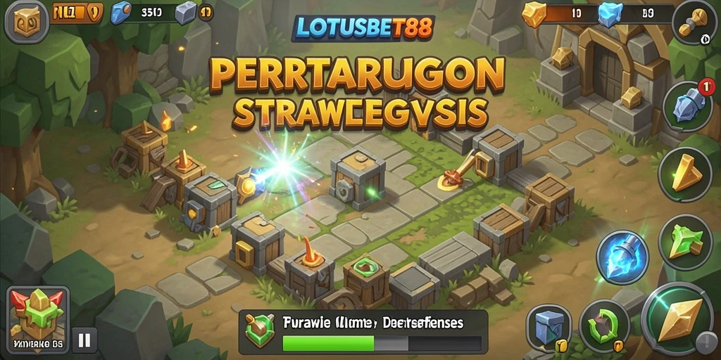 Tampilan gameplay <strong>LOTUSBET88</strong> yang penuh aksi dan strategi Tower Defense.