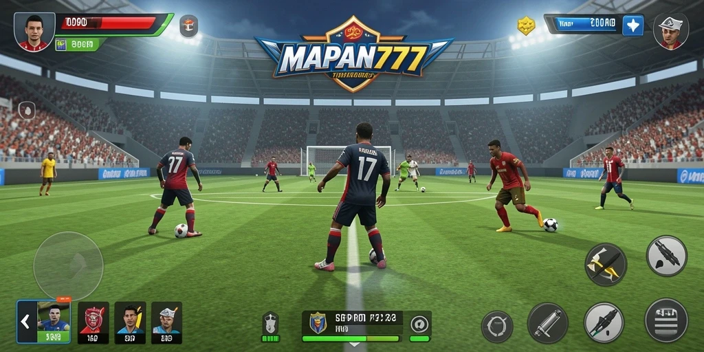 Tampilan seru dari gameplay MAPAN777 saat pertandingan sepak bola berlangsung.