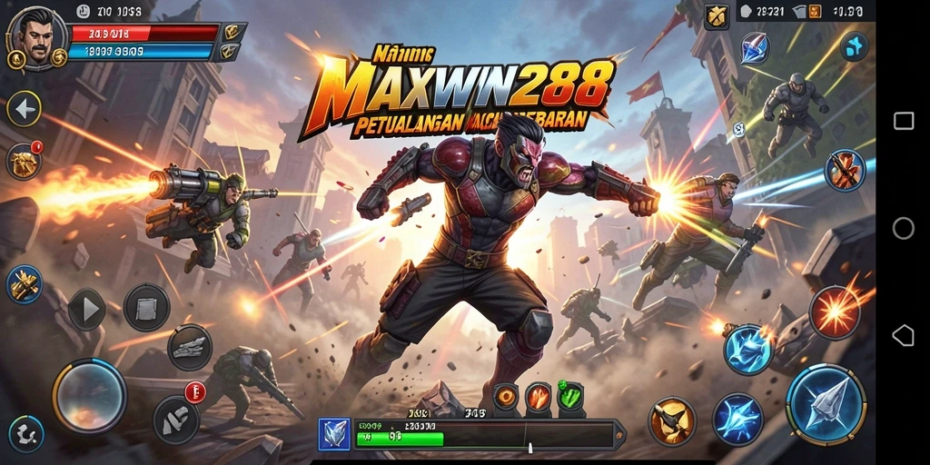 Screenshot gameplay menunjukkan aksi intens dalam MAXWIN288.