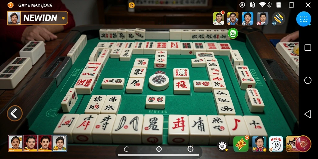 Tampilan gameplay menarik dari NEWIDN yang menampilkan ubin Mahjong berwarna-warni.