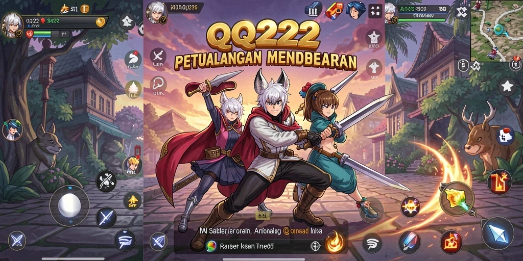 Tampilan gameplay <strong>QQ222</strong> yang epik dengan karakter Anime bertarung.