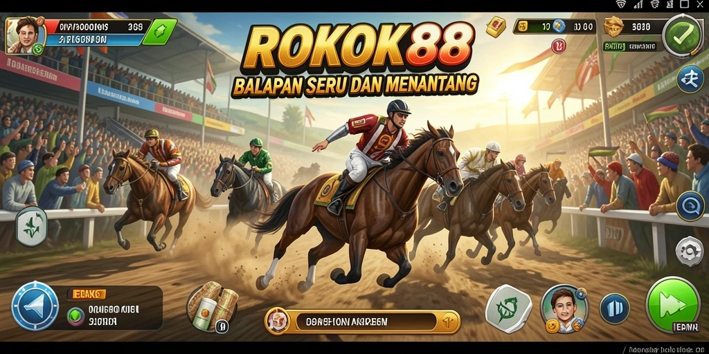 Tangkapan layar utama ROKOK88 menunjukkan aksi balap yang mendebarkan.