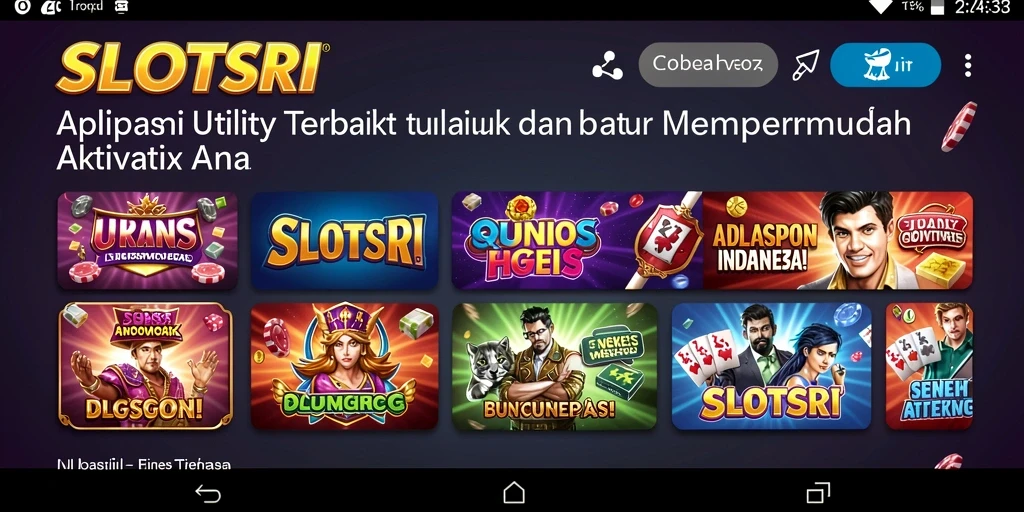 Screenshot utama SLOTSRI menunjukkan antarmuka aplikasi yang ramah pengguna.