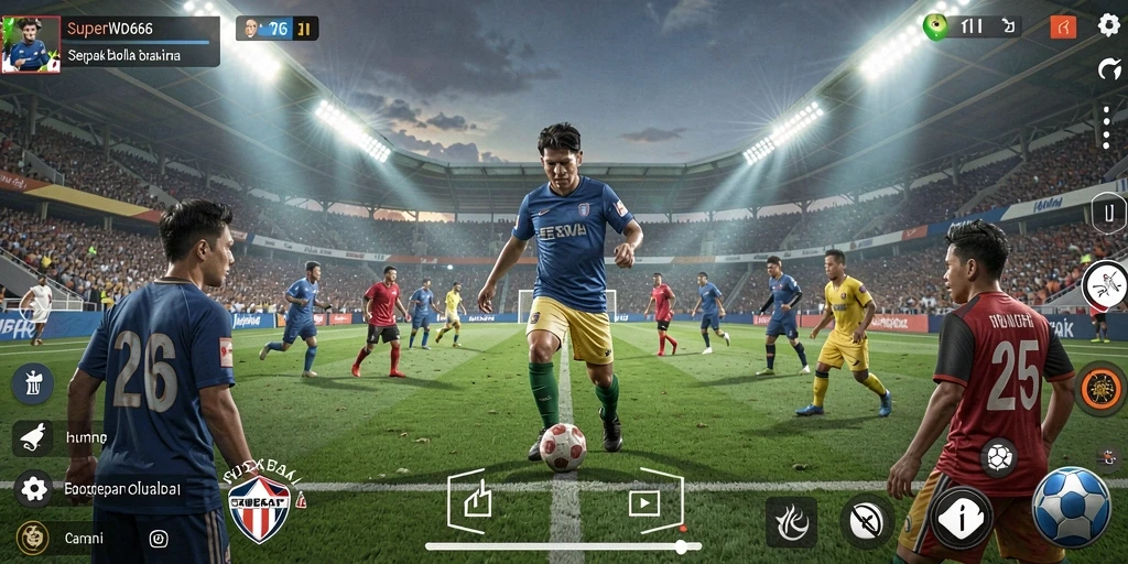 Tampilan gameplay menarik dalam pertandingan sepak bola di SUPERWD666.