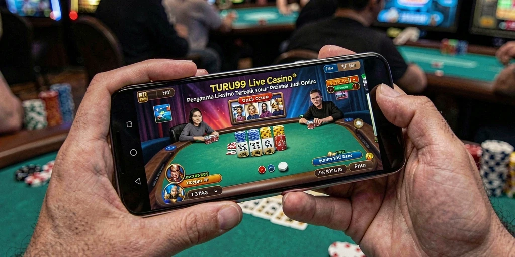 Screenshot gameplay Live Casino TURU99 dengan dealer profesional dan permainan seru.